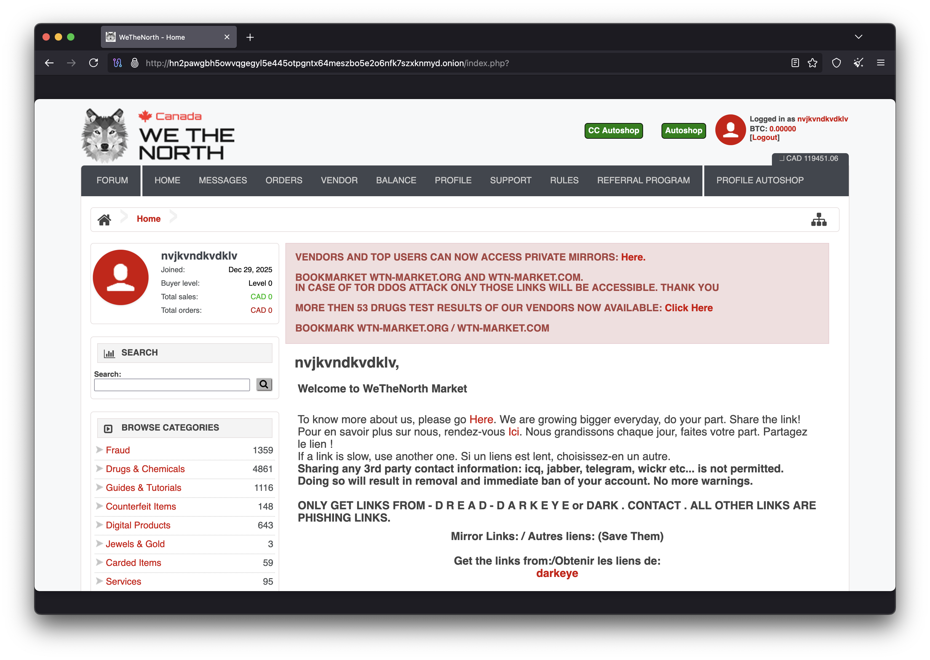 We The North Market Main Dashboard - WTN marketplace homepage